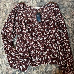 Abercrombie & Fitch Burgundy Floral Blouse